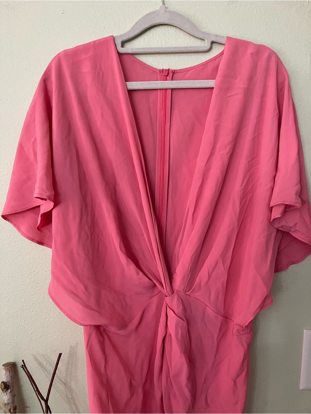 Space by Simona Corsellini pink silk blend flowy petal sleeve maxi dress